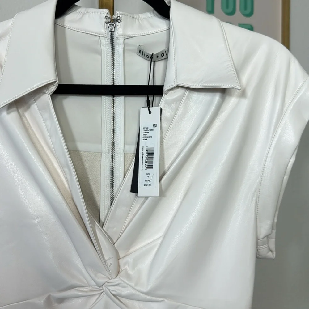 Alice and Olivia
Mila Faux Leather Twist Front Cap Sleeve Dress - Picture 7 of 10